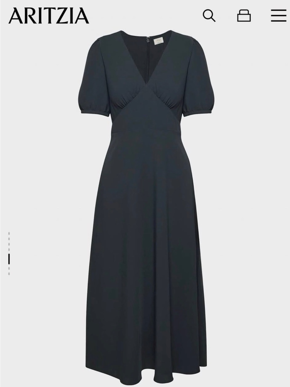 Aritzia Black V-Neck Puff Sleeve Maxi Dress